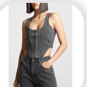 Rhinestone denim corset